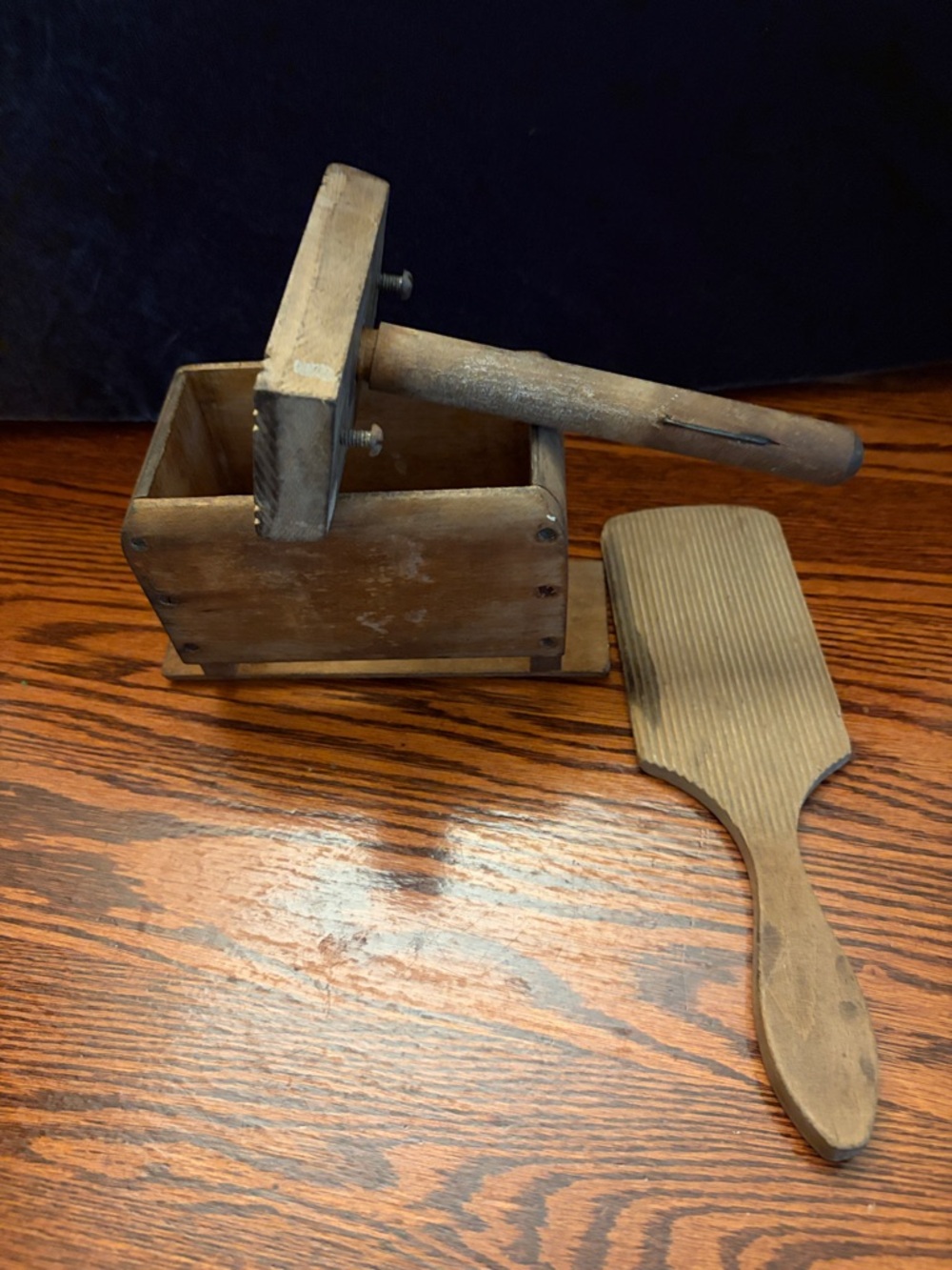 Antique Wood Butter Press & Paddle - Picture 2 of 14